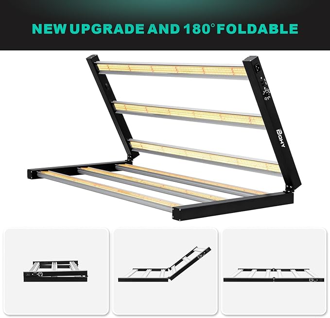 720W LED Grow Lights, Full Spectrum Grow Light, Daisy Chain Plant Bar Style 4x4 Grow Light Foldable & Dimmable for Growing Commercial Hydroponic Growing Lamp 5x5ft Core Coverage
