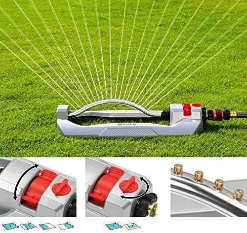 Eden 96215 Metal 2-Way Oscillating Sprinkler for Lawn and Garden w/Quick Connect Starter Set