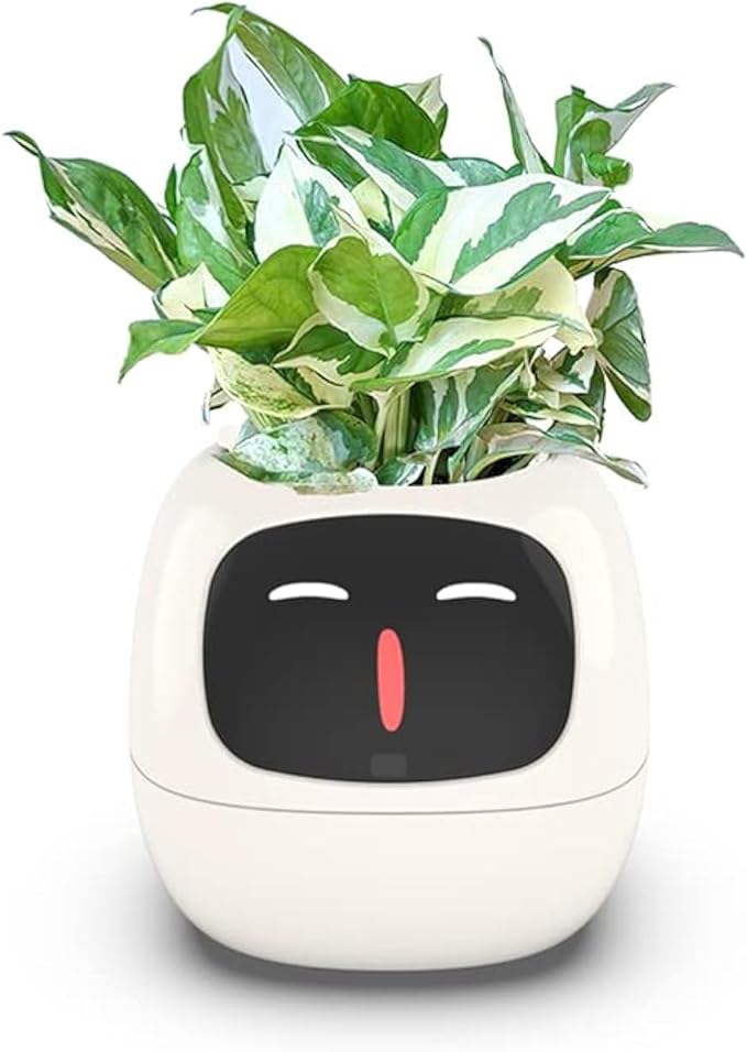 Smart Flowerpots,Smart Pet Planter,Ai Planter,Intelligent Flowerpots,Multiple Expressions,7 Smart Sensors, and Ai Chips Make Raising Plants Easy and Fun for Living Room,Plant-Free(White