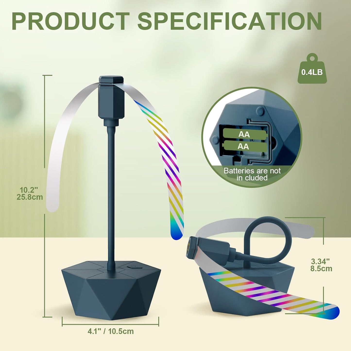 Portable Battery Powered Fly Fans for Tables Up to 15 Hours Working Time, 4-Pack Indoor Outdoor Food Fan with Flexible Goose-Neck Blades for Home Restaurant Party Picnic Patio BBQ, Navy Blue