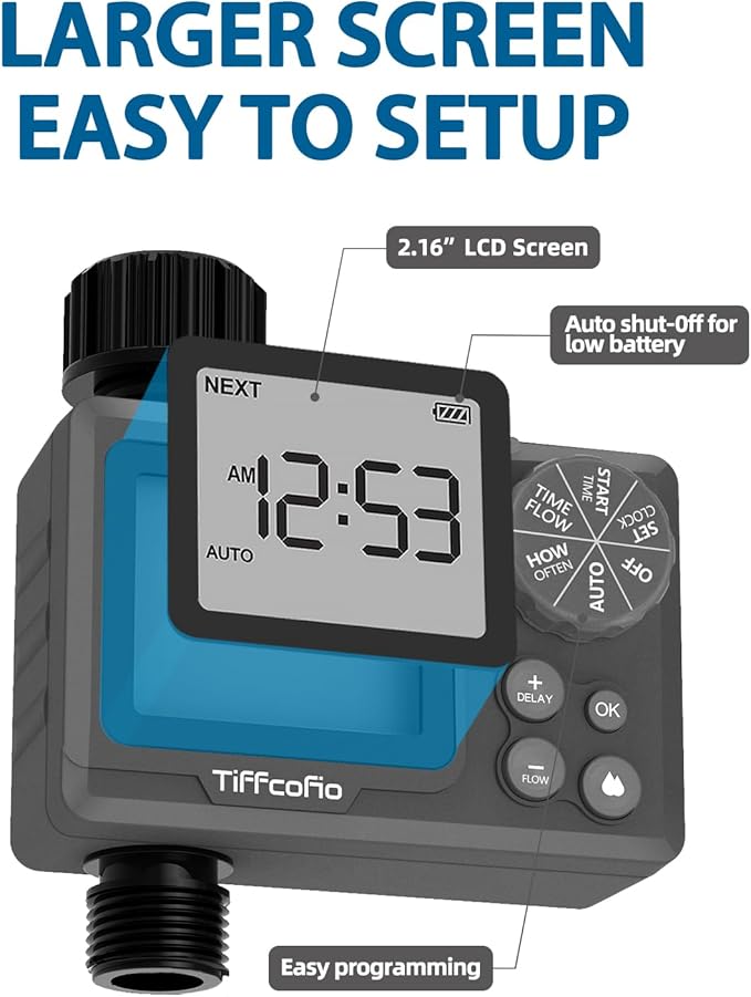 New Programmable Water Volume Control Sprinkler Timer, Water Duration Control Hose Timer with Water Meter, Auto and Manual Watering for Irrigation, Garden and Drip System (1 Pack)