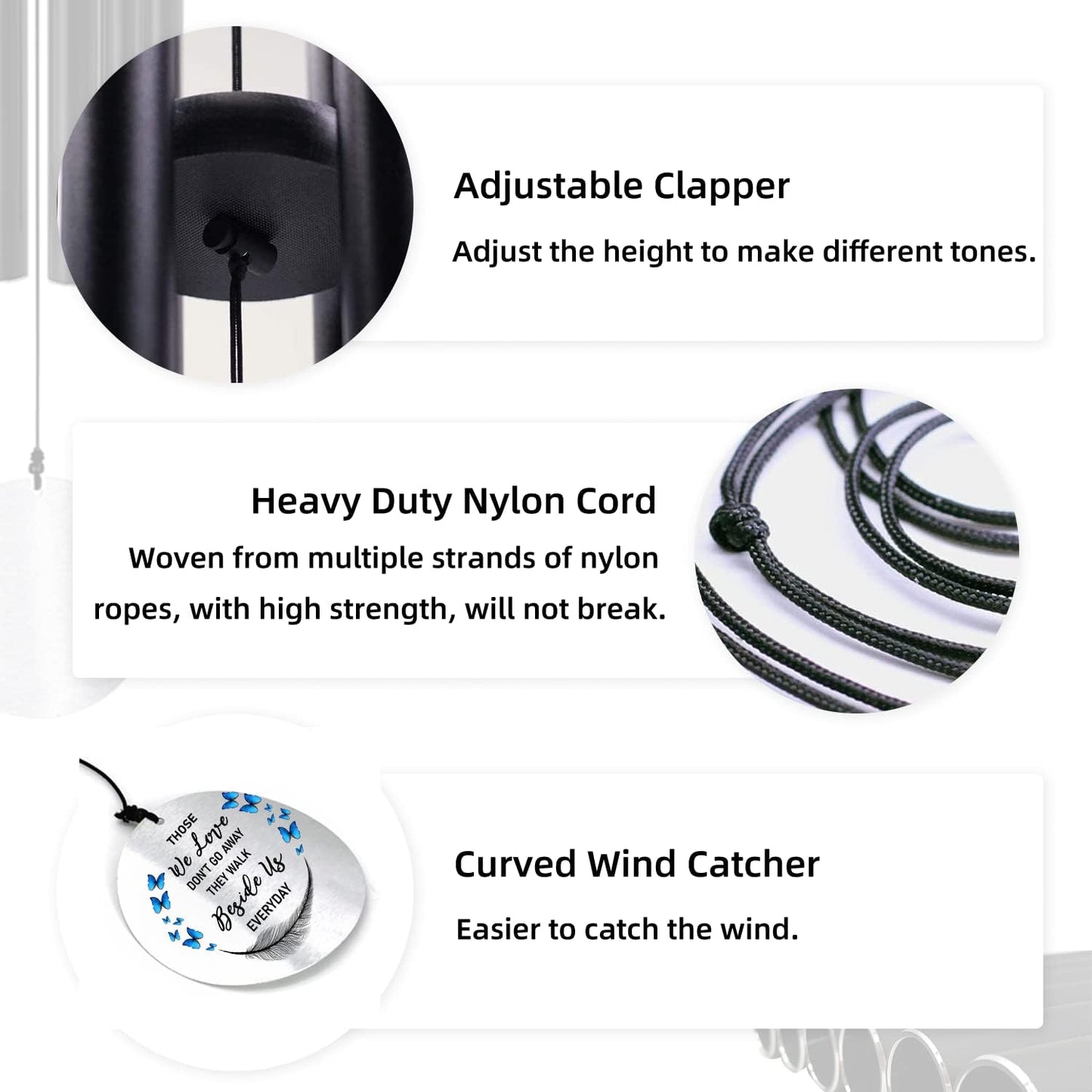 Personalized 36" Bereavement Wind Chimes for Outside, Memorial Gift in Remembrance of a Loved One, Sympathy Gift for Loss of Mother Father Husband, Garden Patio Decor