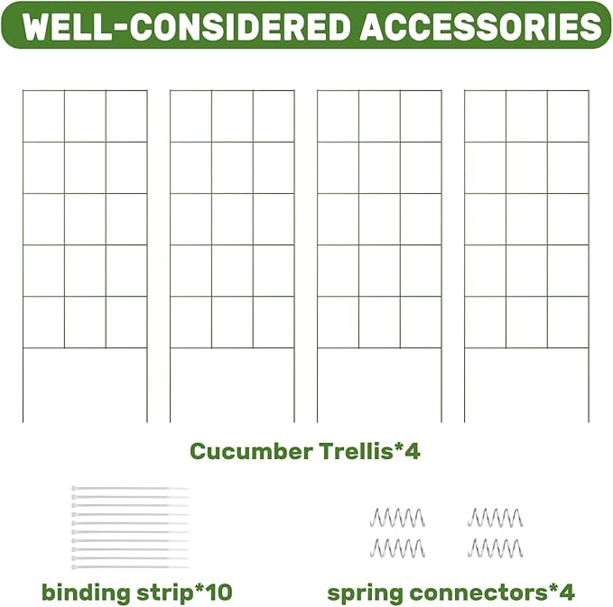 DOEWORKS Cucumber Trellis, 48" High Foldable A Frame Garden Trellis, 2 Pack, Plant Support for Climbing Cucumber, Beans, Tomatoes, Flowers, Green