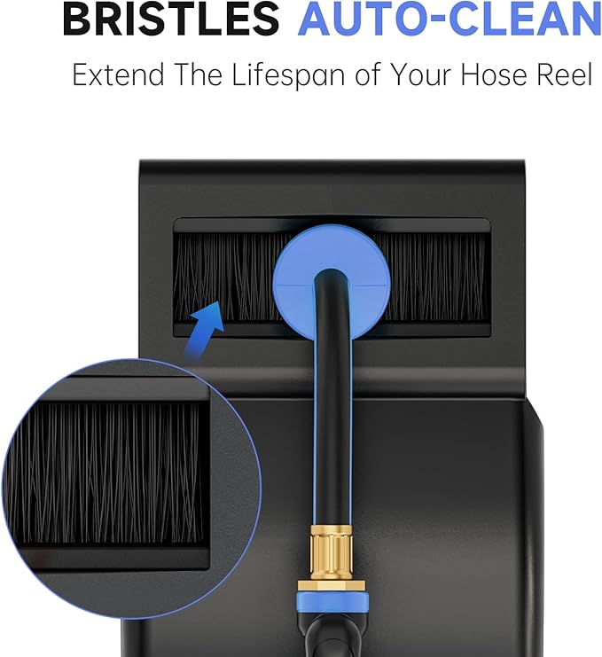 GARDENJOY Retractable Garden Hose Reel, 65 ft x 5/8 inch Heavy Duty Garden Hose with 180°Swivel Wall Mounted Bracket, 10 Pattern Sprayer Nozzle, Any Length Lock & Slow Return System