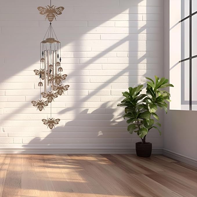 Outdoor Bees Wind Chimes Decor, Portable Mobile Wind Catcher, Sympathy Wind Bells, Memorial Gifts for Mom, Housewarming, Blessing WindChimes(Outside/Indoor/Home/Room/Porch/Yard/Tree/Garden Decorate)