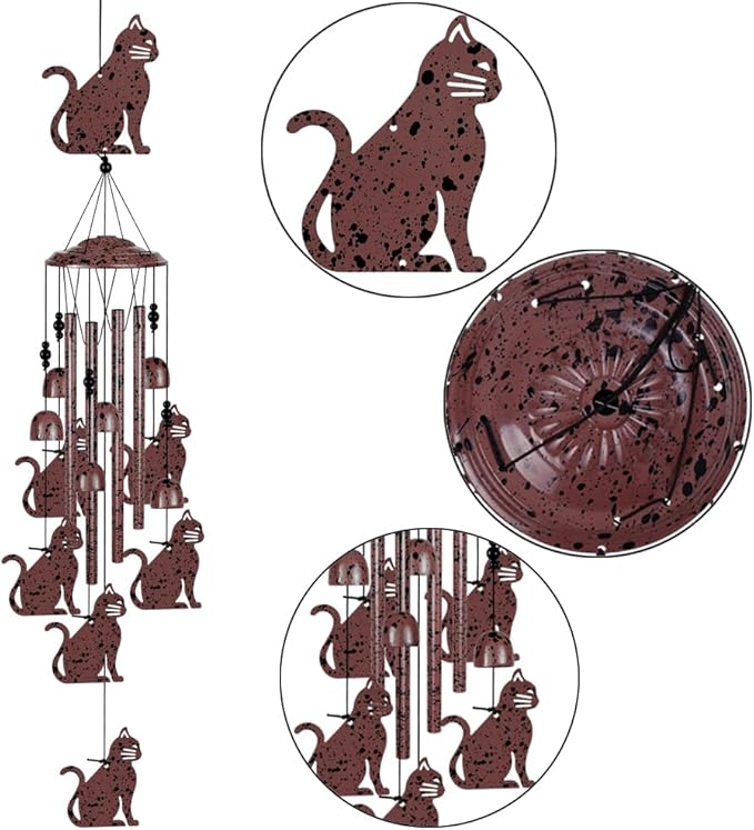 Cats Wind Chimes Outdoor/Indoor Decoration -Hand-Made Cats Wind Catcher, Music Wind Chimes, Cat Chimes, Blessing Wind Chime, Mobile Cat Wind Bells Gifts for Mom,Home,Balcony,Tree,Festival,Garden Decor