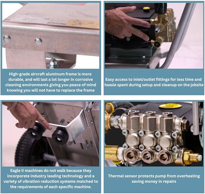 Pressure-Pro Eagle II EB4040KG Belt Driven 4000 PSI Cold Water Pressure Washer, 4.0 GPM, CH440 Engine, Includes Spray Gun and Extension Wand, 5 QC Nozzle Tips, 3/8-inch x 50-Foot Non-Marking Hose