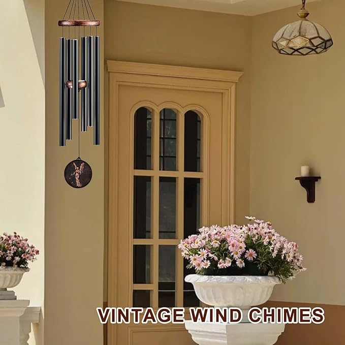 Wind Chimes for Outside, Vintage Angel Deep Tone Wind Chime Outdoor Clearance, Memorial/Festivals/Birthday Gift for Mom Dad Women Grandma, Home Garden Patio Decor (34" Angel)