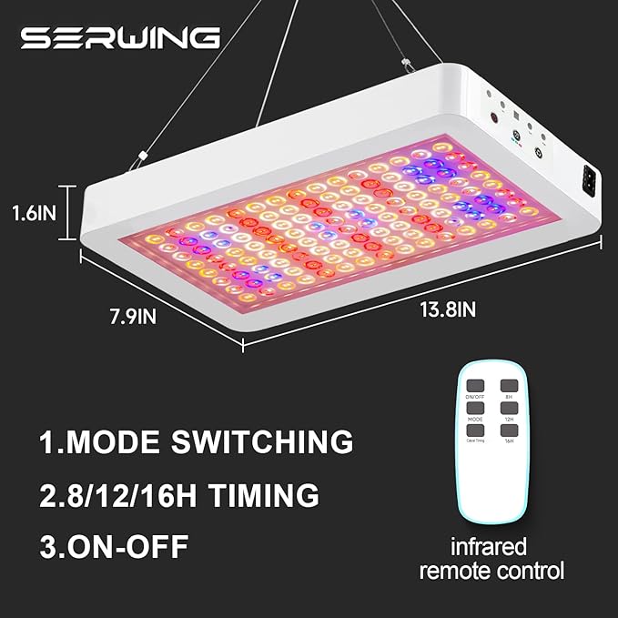 LED Grow Light Full Spectrum, Plant Grow Light with Veg & Bloom Switch for Hydroponic Indoor Plants LED Grow Lamp with Daisy Chain,with Remote Control