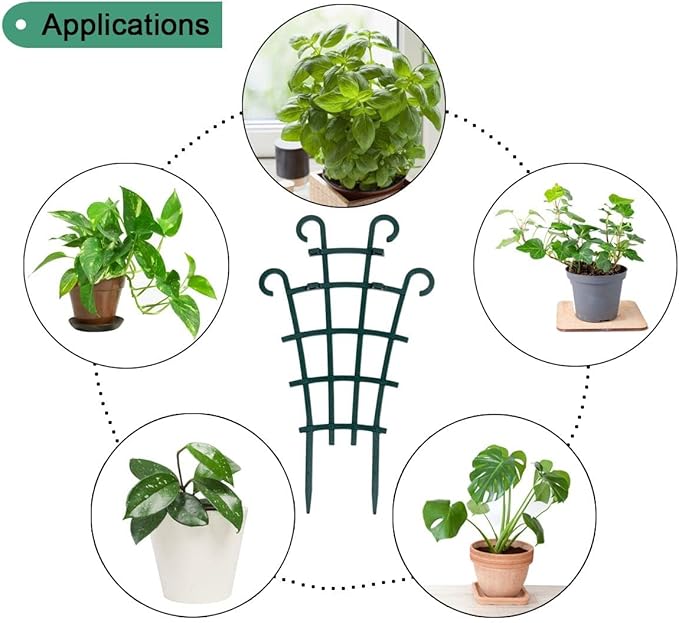 Trellis for Potted Plants, Stackable Small Indoor Plant Trellis for Climbing Plants Outdoor for Vine Ivy Hoya Houseplants Flower Plant Support, 4 Pack