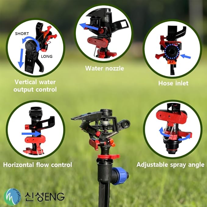 PVC Low Pressure Sprinkler Head, Adjustable 0-360 Degree, Partial Rotation Type