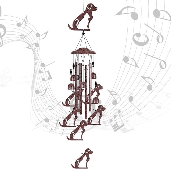 Garden Dog Wind Chimes Decoration, Blessing Wind Bells, Outdoor Wind Chime, Mobile Wind Catcher, Memorial Wind Chime, Dog Decor, 7 Puppys Windchimes Gifts for Mom, Home, Balcony, Tree, Festival Decor