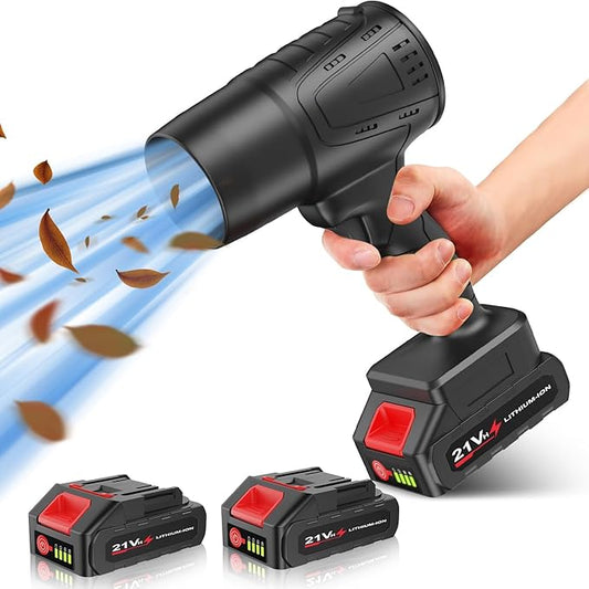 Leaf Blower Cordless with Battery, Turbo Jet Leaf Blower, 21V*2 Pcs Batteries Electric Blower for Patio Cleaning, Lawn Care, Blowing Leaves and Dust