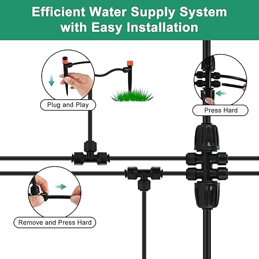 Complete 234FT Drip Irrigation System with 87 Quick Connectors - Automatic Sprinkler Kit for Lawn, Raised Bed, Greenhouse & Plant Watering. Includes 1/4'' Tubing, Drip Emitters, & Connectors
