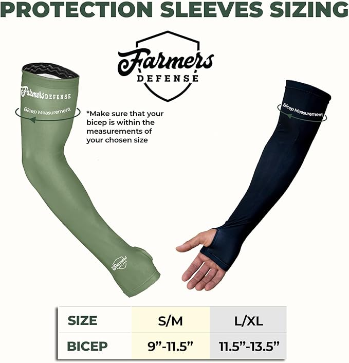 FARMER'S DEFENSE Sleeves | UV Cooling Sleeves | Anti-Scratch Sun Protection Arm Sleeves for Gardening Harvesting Outdoors