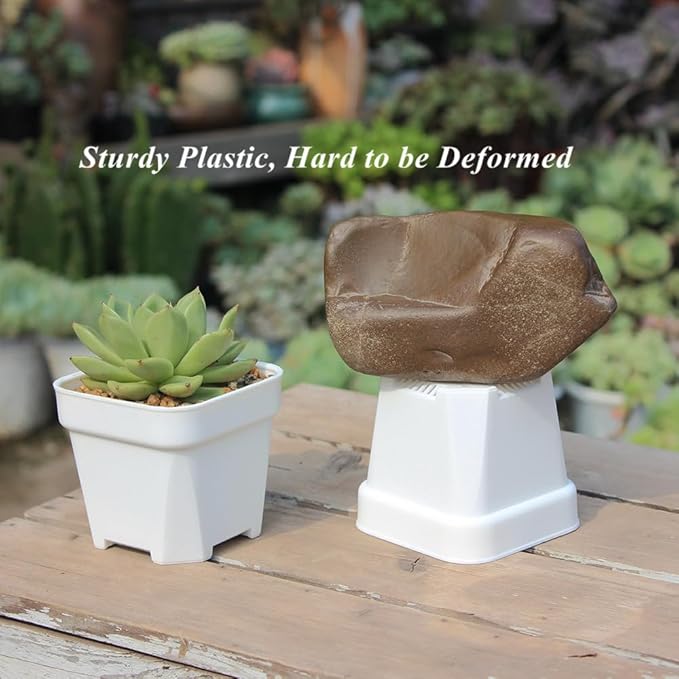 BangQiao 60 Pack 3.15 Inch Small White Plastic Square Nursery and Seedling Pot with Drainage Hole for Germination, Cactus, Herb, Succulent