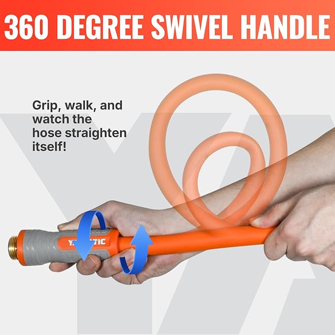 YAMATIC Garden Hose 5/8 in x 100 ft, Ergonomic Swivel Fittings, Burst 600 PSI, Heavy Duty, Flexible and Lightweight Water Hose with 2 Set Quick Connect