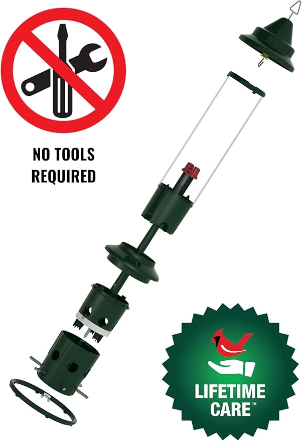 Squirrel Buster Plus Squirrel-proof Bird Feeder w/Cardinal Ring and 6 Feeding Ports, 5.1-pound Seed Capacity, Adjustable, Pole-mountable (POLE ADAPTOR SOLD SEPARATELY), Green