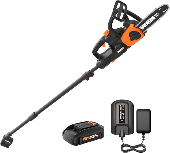 Worx WG323 20V Power Share 10" Cordless Pole/Chain Saw with Auto-Tension (Battery & Charger Included)