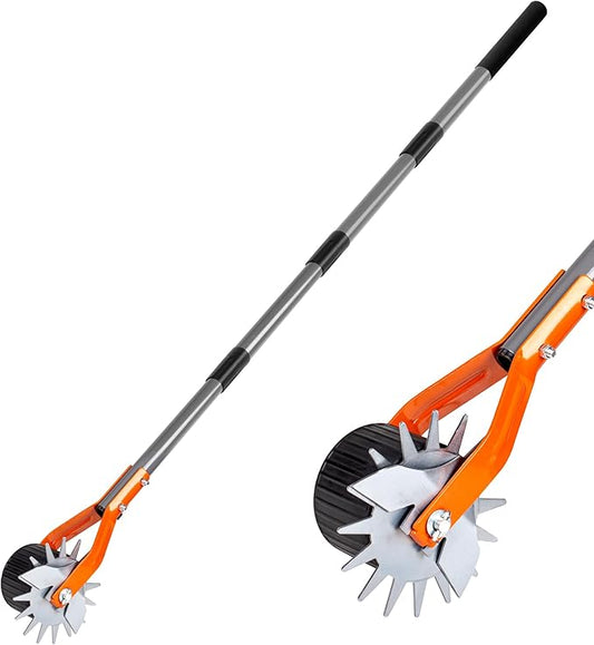 Walensee Wheel Rotary Edger, 69.7 Inch Hand Manual Edger Lawn Tool with Adjustable Stainless Steel Handle, Trimming Grass Weed Edger with Cushion Grip for Garden Sidewalks Driveways and Landscaping