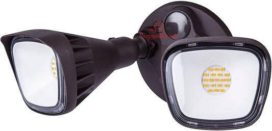 RuggedGrade 20W Turin II Series LED Security Wall Light - Adjustable LED Flood Light - 1,750 Lumens - 5000K Bright White - Bronze Housing - Outdoor LED Light - DLC 5.1 Premium