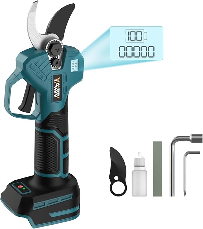 Brushless Electric Pruning Shears for Makta 18V Battery, Portable Cordless Pruning Shears with LCD Display&SK5 Blades, Adjustable Cutting Diameter 0.8-1.2 Inch for Gardening Tree Pruning(NO Battery)
