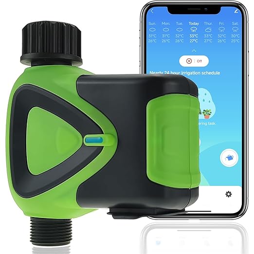 Smart WiFi Water Timer for Garden Hose, No Hub/Gateway Required, Automatic Sprinkler Timer Controller via Tuya/Smart Life App, Compatible with Alexa & Google Home for Voice Control