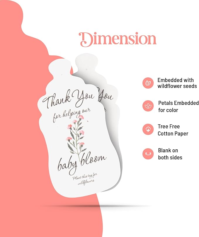 Baby Bottle Shaped Seed Paper – 15 Pink Baby Shower Favors for Guests with Wildflower Seeds, Writable & Plantable, Gender Reveal, Birthday Gifts for Guest