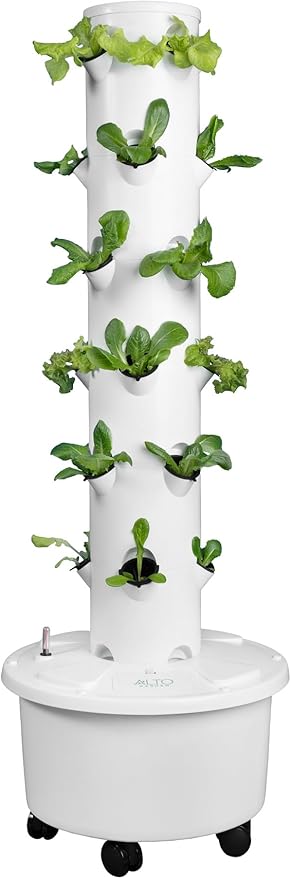 GX Hydroponic Tower | Vertical Planter Tower | Hydroponics Growing System Kit | Food Grade with 24 Net Pots (Without Lights)