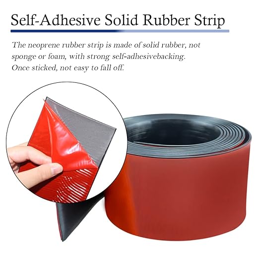 Neoprene Rubber Strips Self Adhesive Solid Rubber Sheets, Rolls & Strips for DIY Gaskets Crafts Pads Seals Warehouse Flooring Neoprene Sheet with Adhesive Backing (3" Wide x 1/8" Thick x 40' Long)