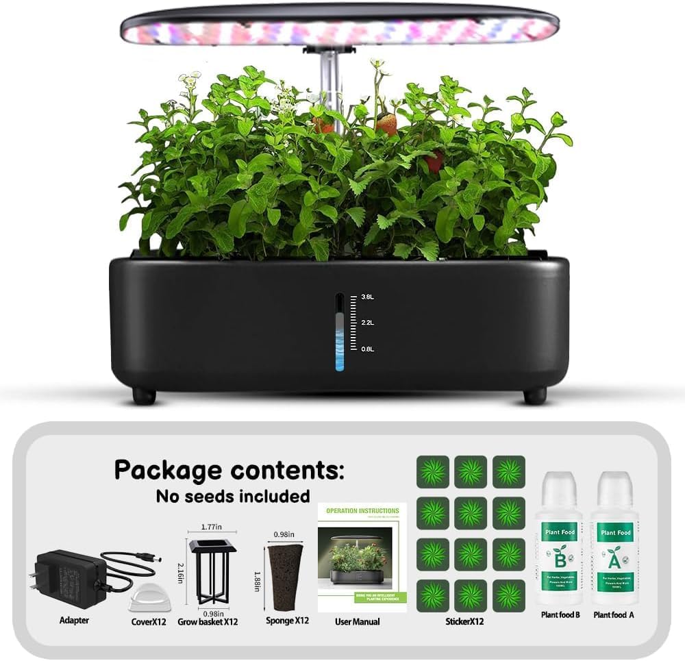 Hydroponics Growing System Kit - 12 Pods Indoor Herb Garden with LED Grow Light, Auto Timer, Adjustable Height up to 17" - Ideal for Home, Birthday & Mother's Day Gifts for Women