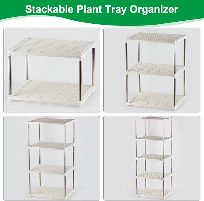 4 Pcs 5-Tier Plant Stand for Seedling Trays Storage (White)