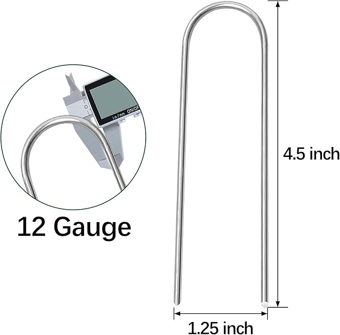 50 Pack Garden Stakes 4 Inch U-Shaped Drip Irrigation Stakes Galvanized Landscape Staples Garden Pins Ground Stakes for Soaker Hose Drip Line Tubing Yard Lawn Staples