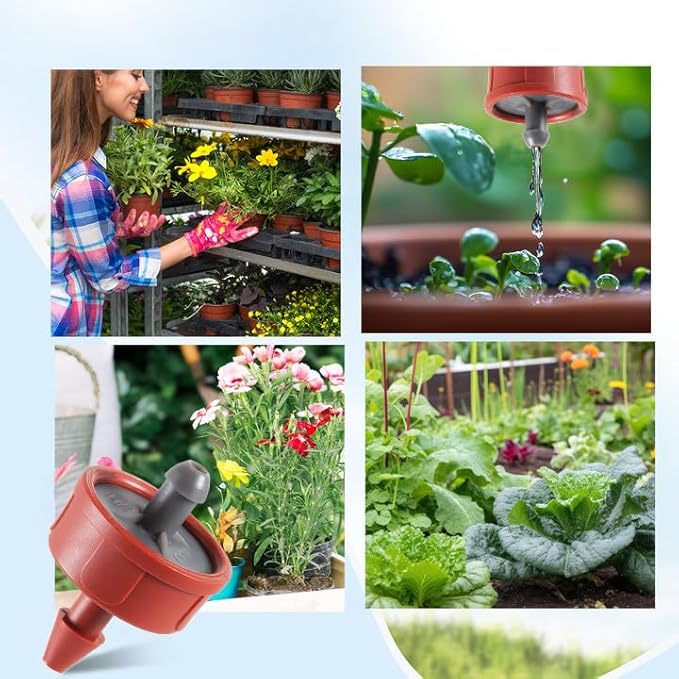 60Pcs 0.75 GPH Pressure Compensating Irrigation Spot Drippers,Constant Flow Barb Outlet Watering Dripper Emitters Heads Parts for 1/4 Inch Watering Tubing Line for Garden Pots Plants Irrigation System