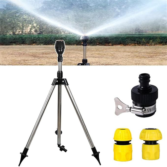 Impact Tripod Sprinkler, Rotating Tripod Sprinkler,360‑Degree Automatic Rotating Irrigation Watering, Tripod Telescopic Support for Lawn (1 PCS)