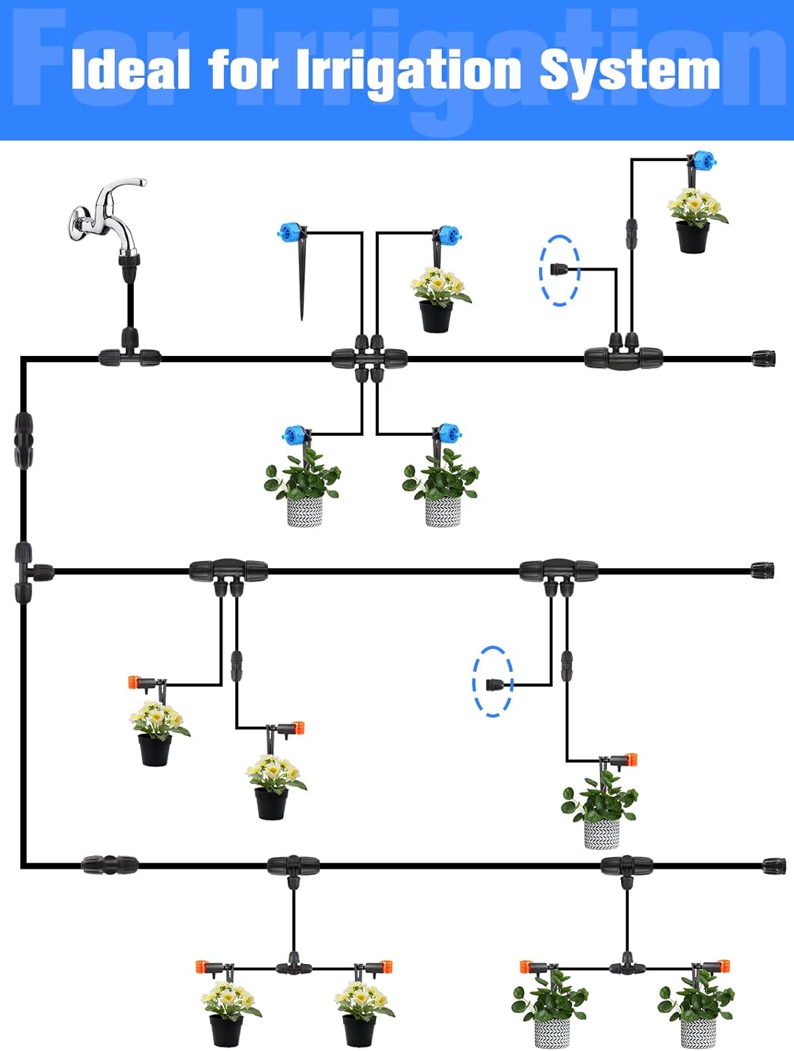 Kalolary 30PCS 1/4" Irrigation Fittings Drip Irrigation End Cap for Drip Tubing Anti-Drop Irrigation Fitting End Plug for Garden Patio Supplies (1/4 End Caps)