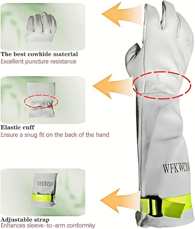 Gardening Gloves for Women/Men,Rose Pruning Long Leather Garden Gloves Thorn Proof