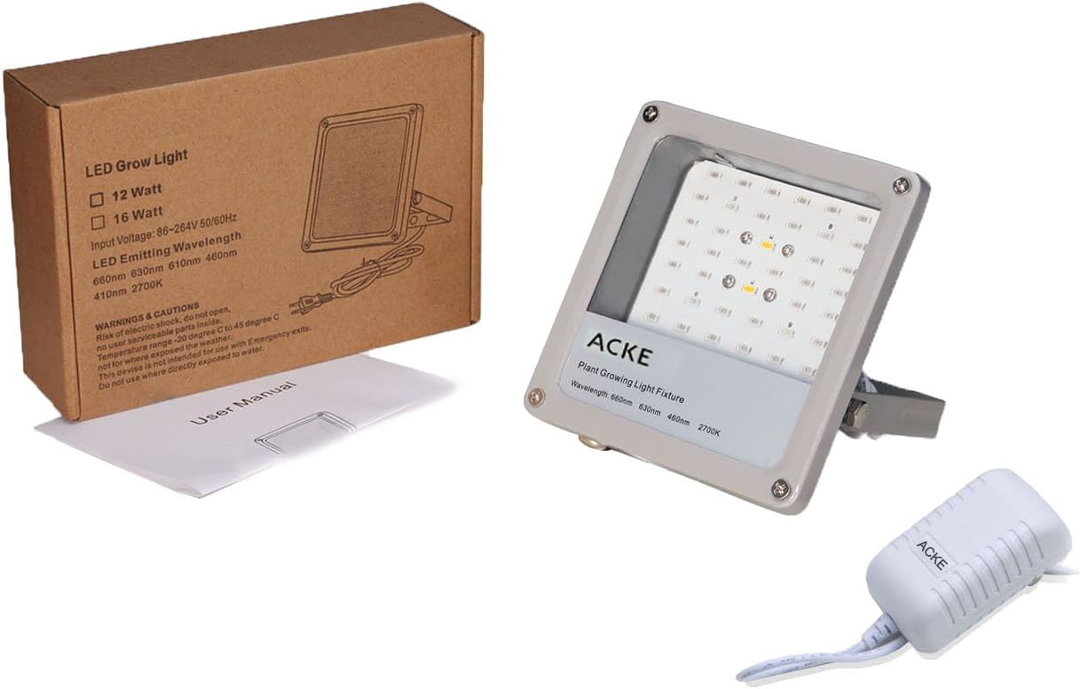 ACKE LED Grow Lights Full Spectrum,Plant Lights,Growing Lamps 12W for Indoor Plants,Hydropoincs