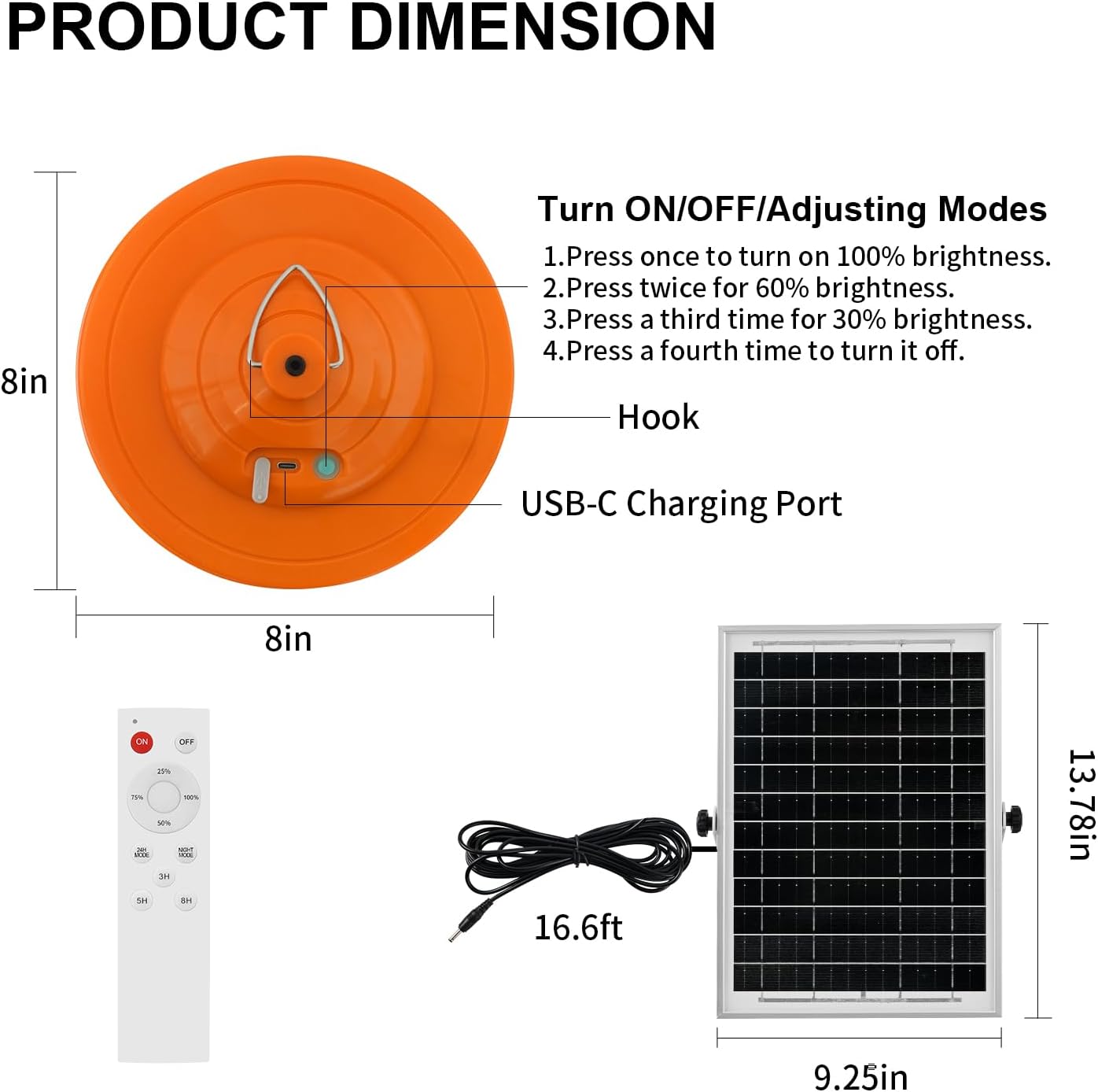 Solar Plant Grow Light Outdoor Indoor Run Day/Night, 96 LED Full Spectrum Solar Hanging Plant Light with Remote Control,16.4FT Cable/USB Charging/Timer for All Stage Plants