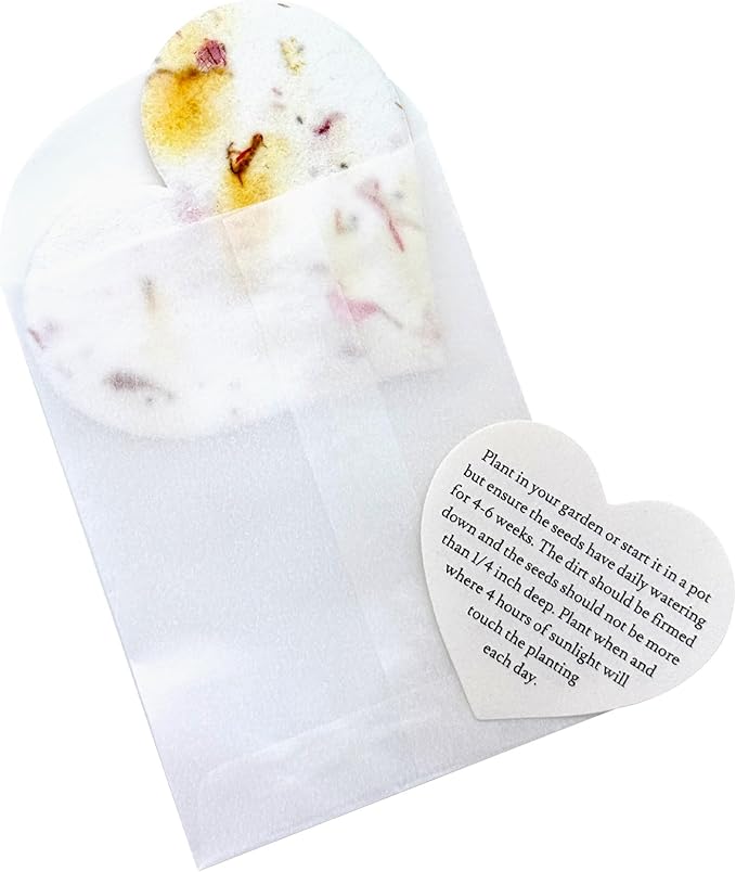 15 Sets of Heart Planting Guide with Glassine Envelopes – Perfect for Seed Paper Products, Wedding Favors, and Gift Sets