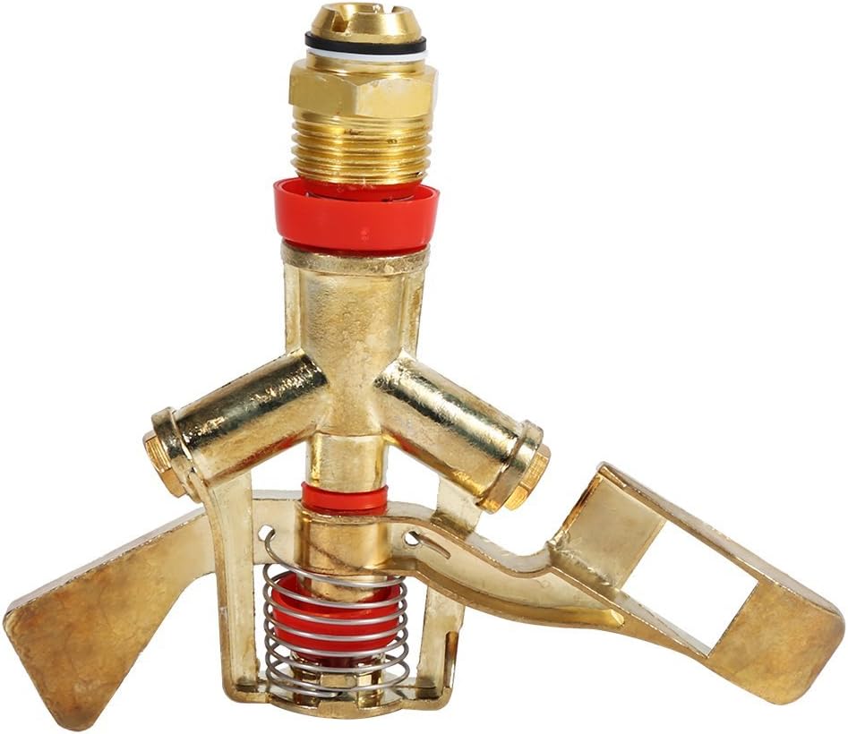 Tyenaza 360 Rotating Brass Impact Sprinkler, 1/2 Inch Garden Sprinkler Head for Lawn Grass Patio Garden Irrigation, 10-15.5m Spray Distance
