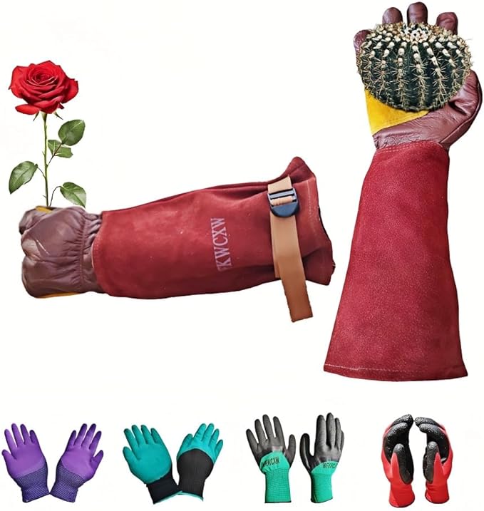 Gardening Gloves for Women/Men,Rose Pruning Long Leather Garden Gloves Thorn Proof