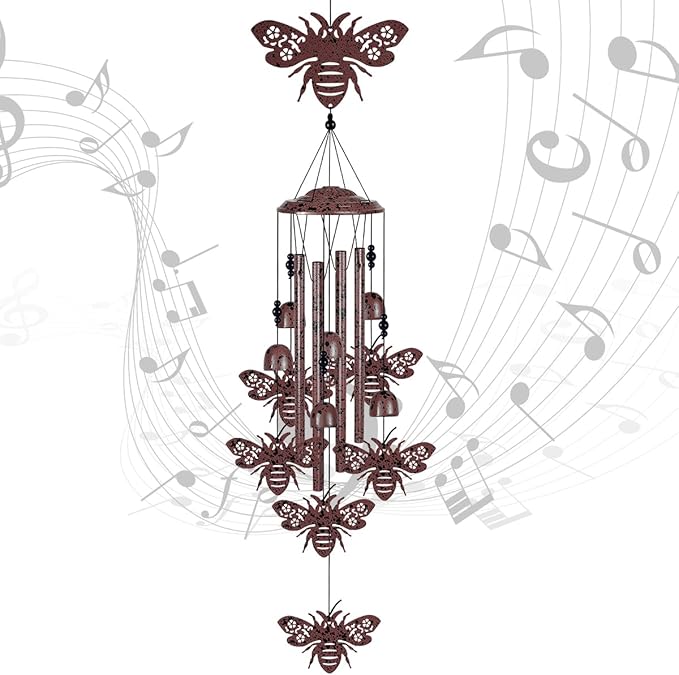 37" Bees Wind Chimes Outdoor Decoration, Memorial Wind Bells, Mobile Chimes, Blessing Wind Chime, Romantic Wind Catcher, Bee Decor, Bee Wind Chimes Gifts for Mom, Home, Balcony, Tree, Festival, Garden