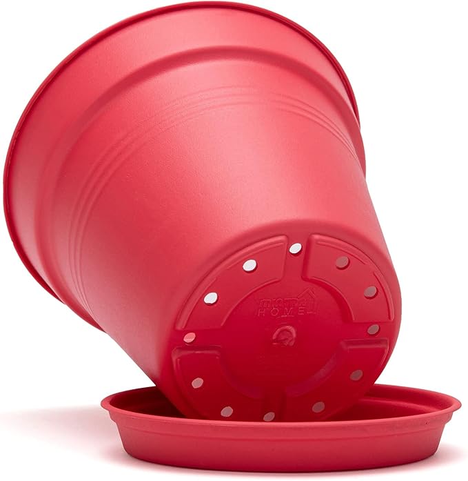 Mintra Home Garden Pots 4pk - Flowers, Herbs, Plants, Indoor, Outdoor, Colorful, Wholesale, Bulk (Coral, 11cm Diameter (4.3in))