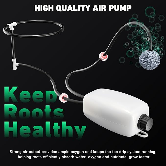 DWC Hydroponics Growing System with Top Drip Kit 7 Gallon Deep Water Culture Bucket System with Air Pump, Air Stone, Air Hose, Recirculating Drip Garden System