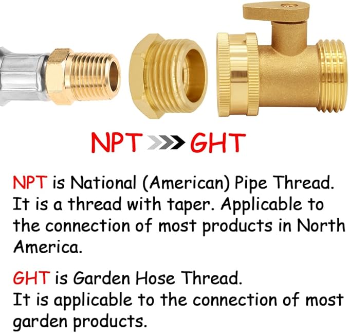 2PCS Brass Garden Hose Bushing 3/4"GHT Male to 3/8"NPT Female Thread Reducer Adapter Water Hose Nipple Reducing Convert Pipe Fittings Connector