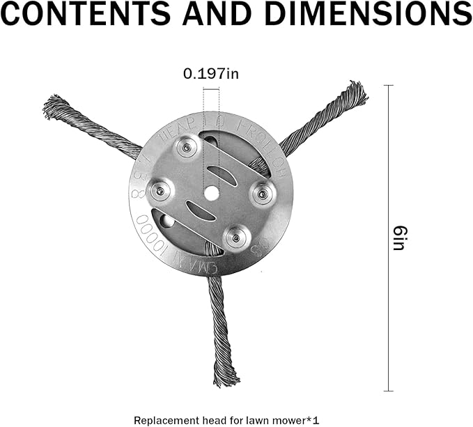 Steel Wire Grass Trimmer Head, Upgrade Bold 2.3 Times Prevent Breaking Steel Wire Weed Eater Head, for Low-Power Lithium Battery Weed Trimmers, 6 Inch Wire Weed Trimmer Head(Low Power 3 Blade)