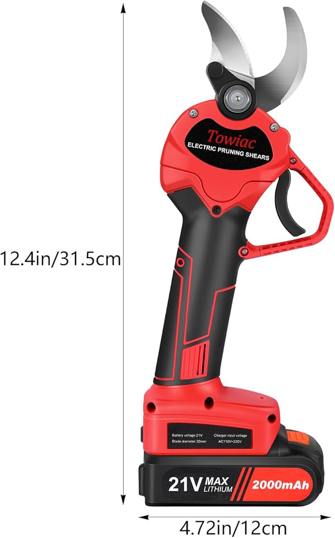 Electric Pruning Shears,Professional Cordless Tree Branch Pruner with 2PCS Lithium Battery and Matching Tools,30mm (1.2″) Cutting Diameter