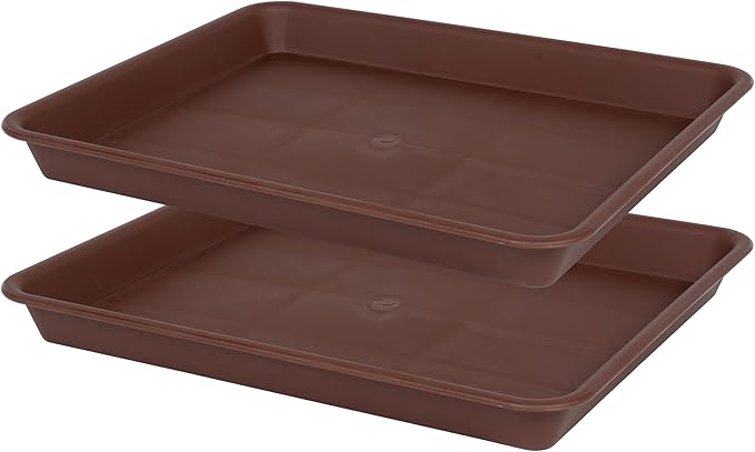 Rectangle Plant Tray, Plant Drip Tray, Plant Pot Saucers, Plant Germination Trays, Plant Saucers, 14.5'' x 11'' x 1.5'' (2 pack), Chocolate