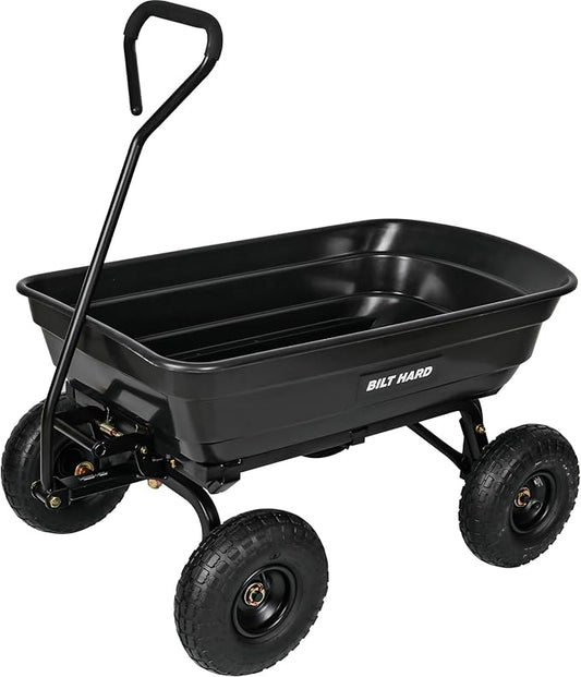 BILT HARD 600 lbs Poly Garden Dump Cart with 180° Rotating Handle, 4 Cu.Ft. Capacity Heavy Duty Garden Carts with No Flat Tires for Yard, Outdoor